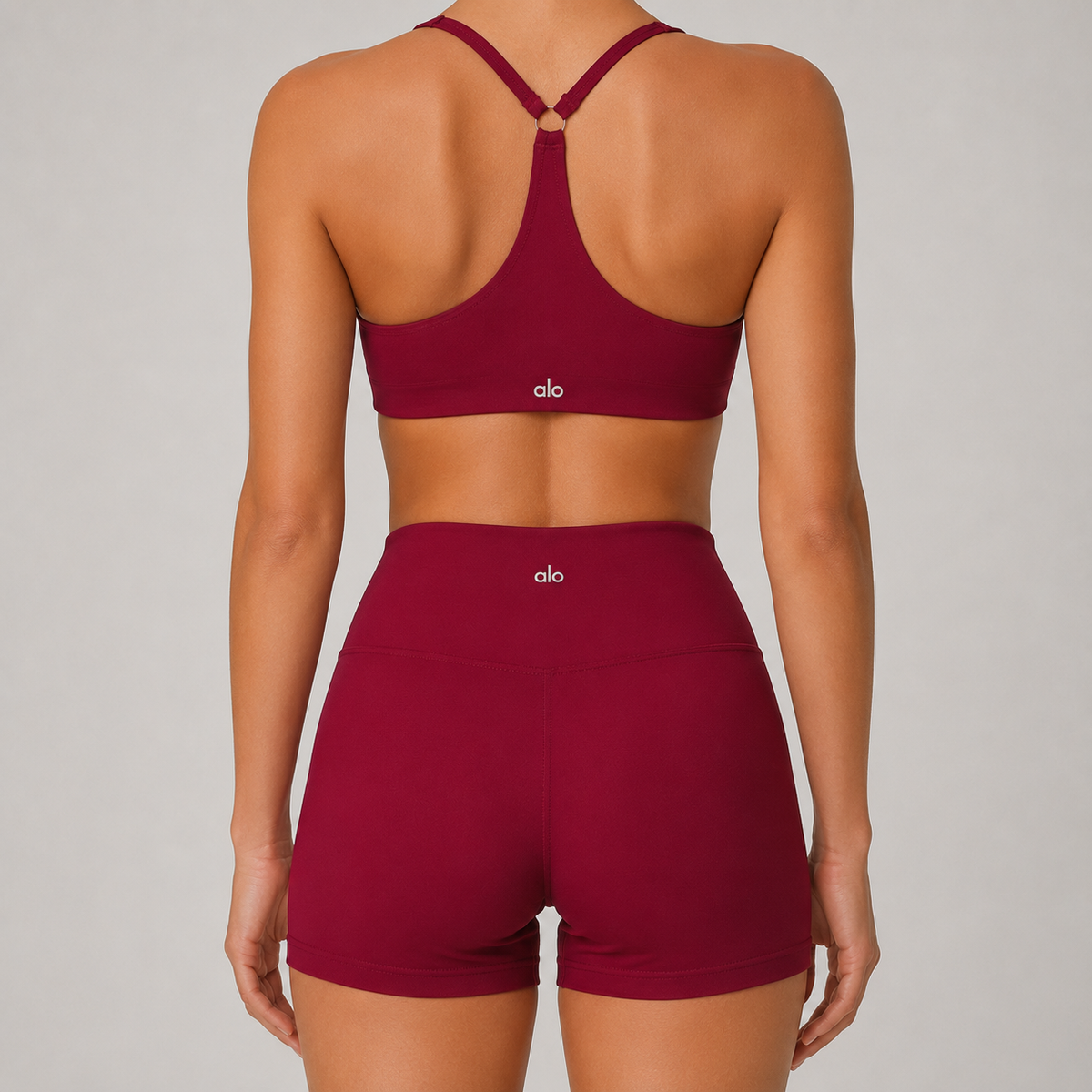 Burgundy Sports Bra & Shorts Set