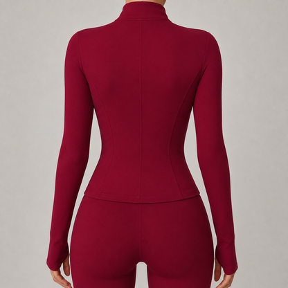 Burgundy Sculpt Zip-Up Jacket
