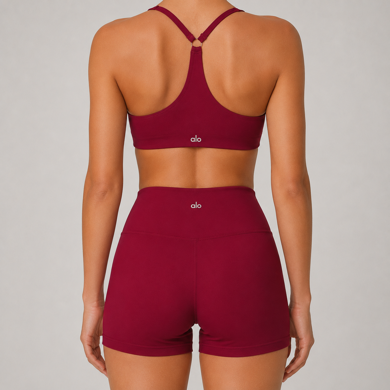 Burgundy Sports Bra & Shorts Set