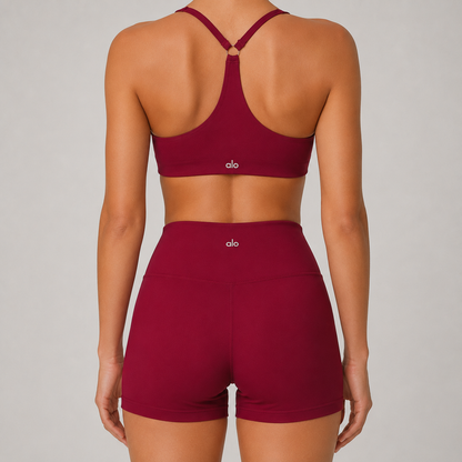 Burgundy Sports Bra & Shorts Set
